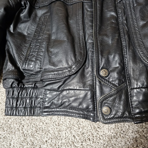 Vtg Corvette Bomber Jacket Mens Sz 40 Black Leather Reed Sportswear - No Liner - Picture 5 of 15